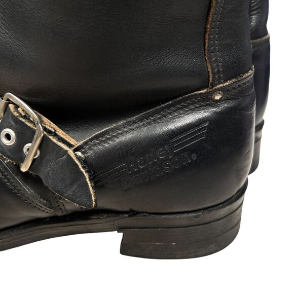 VTG Harley Davidson Eagle Engineer Motorcycle Boots Leather Black 12 Men Moto Gr main image 11